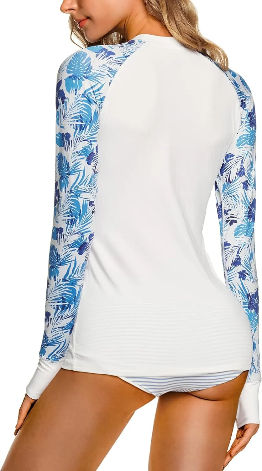 TSLA Women's UPF 50  Rash Guard Long Sleeve, UV/Sun Protection Swim Shirts, Water Beach Surf Swim Top