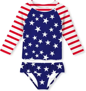UNIFACO Toddler Girls Swimsuit Rashguard Set Summer Beach Breathable Tankini with UPF 50  Sun Protection 2-8T