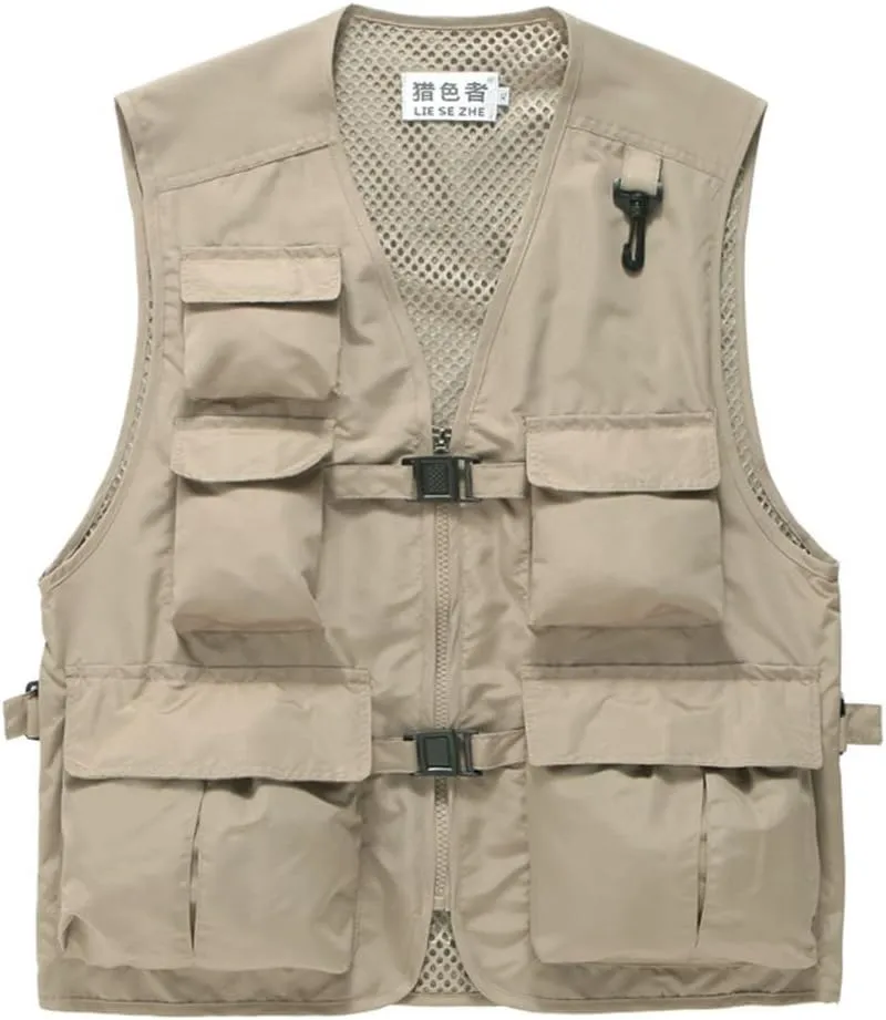 Unisex Breathable Fishing Vest, Multi-Pockets Photography Travel Hunting Waistcoat Jacket for Adults and Youth