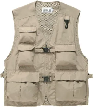 Unisex Breathable Fishing Vest, Multi-Pockets Photography Travel Hunting Waistcoat Jacket for Adults and Youth