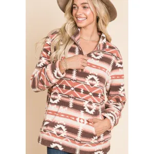 Vanilla Bay Women's Mauve Aztec 1/4 Zip Fleece