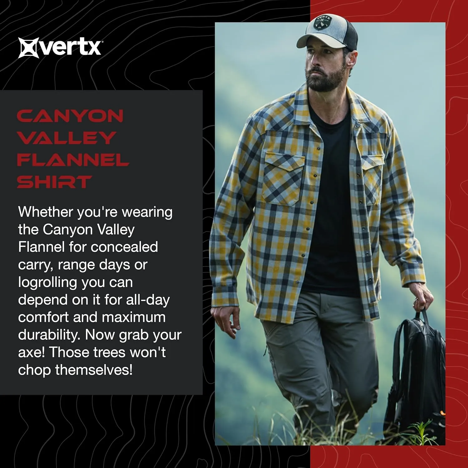Vertx Canyon Valley Mens Tactical Flannel Shirt Long Sleeve Outdoor Work Shirts with Pockets, Tactical Operations Gear