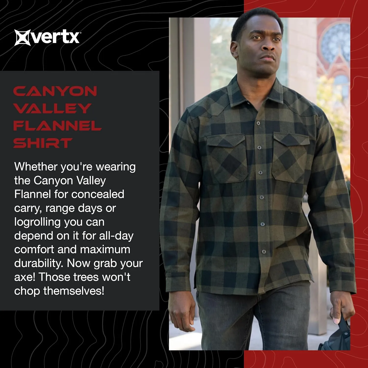 Vertx Canyon Valley Mens Tactical Flannel Shirt Long Sleeve Outdoor Work Shirts with Pockets, Tactical Operations Gear