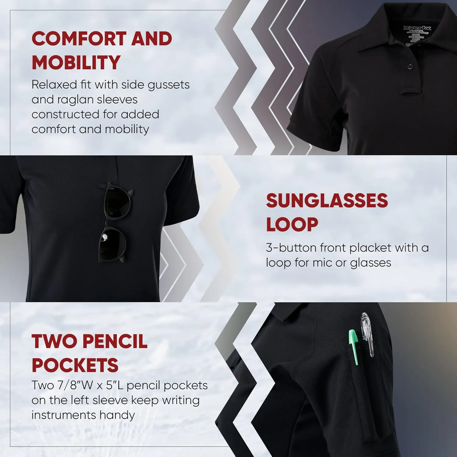 Vertx Womens Tactical Polo Shirt, Short Sleeve, Breathable, Outdoor Tactical Clothing Gear for Active Missions, Relaxed Fit