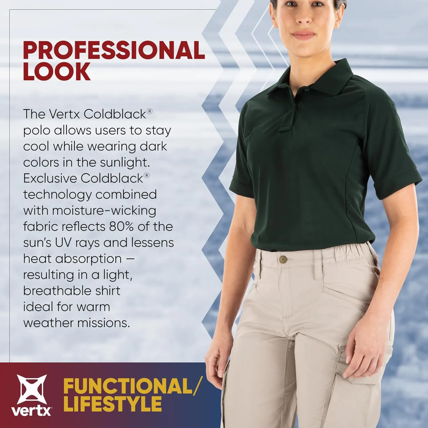 Vertx Womens Tactical Polo Shirt, Short Sleeve, Breathable, Outdoor Tactical Clothing Gear for Active Missions, Relaxed Fit