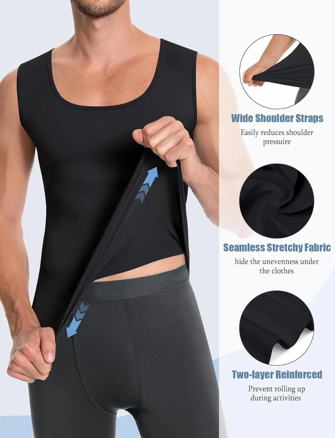 VVX Compression Shirt Men Sleeveless Slimming Undershirt Shapewear Tummy Control Body Shaper Seamless Tank Top