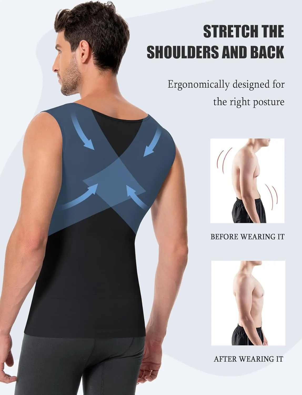 VVX Compression Shirt Men Sleeveless Slimming Undershirt Shapewear Tummy Control Body Shaper Seamless Tank Top