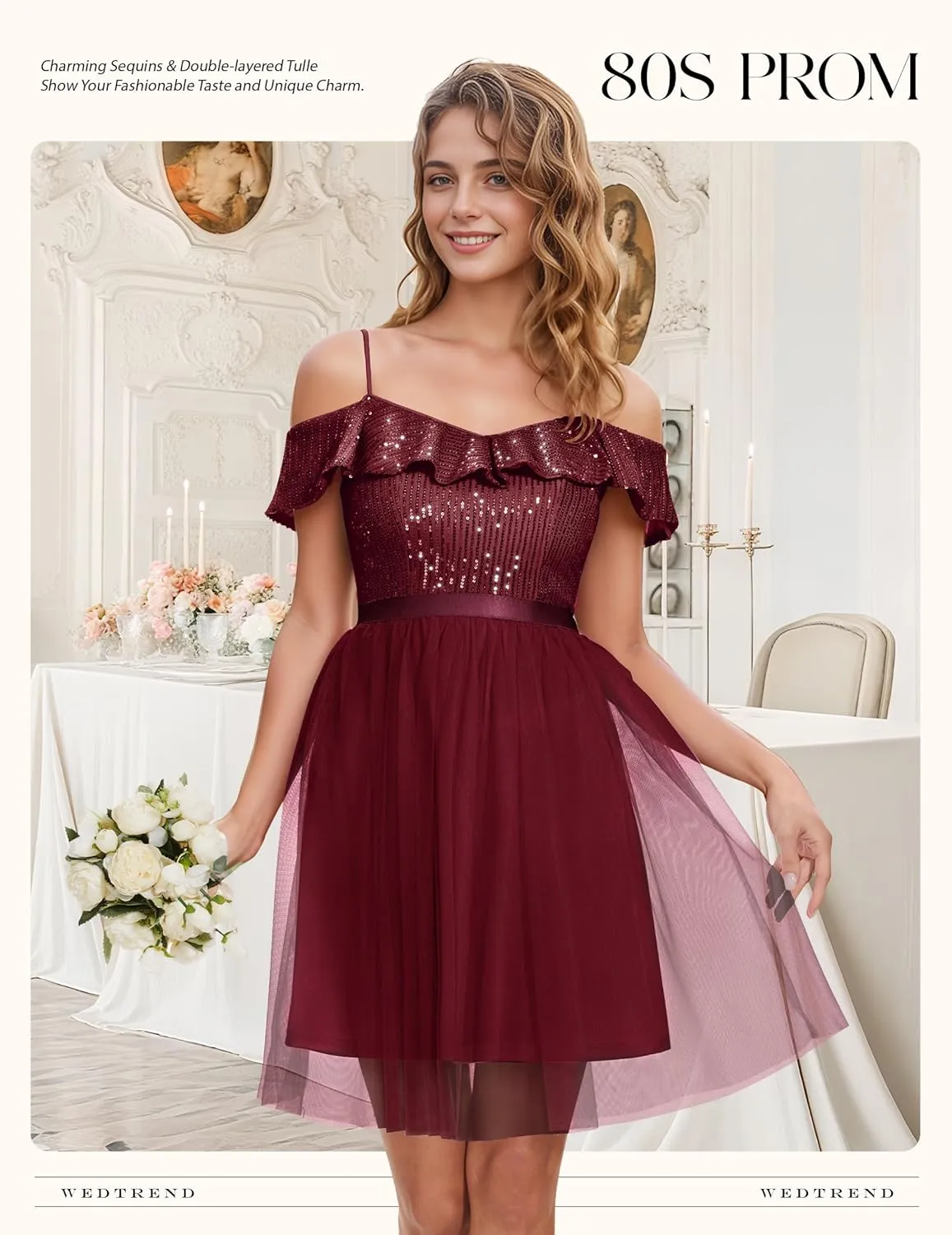 Wedtrend Women's Sequin Dress Sparkly Homecoming Dress Semi Formal Dresses Glitter Short Cocktail Dresses