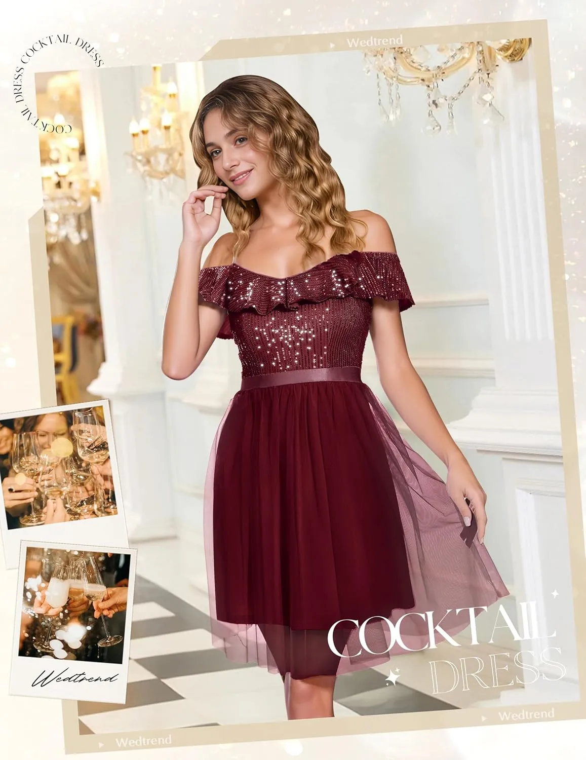Wedtrend Women's Sequin Dress Sparkly Homecoming Dress Semi Formal Dresses Glitter Short Cocktail Dresses