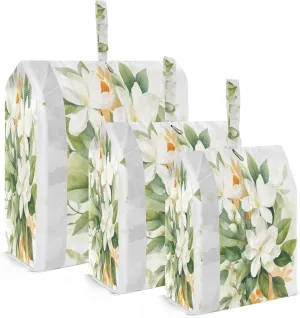 White Orange Flowers Packing Cubes for Suitcases 3 Set Compression Lightweight Luggage Packing Organizers for Carry on Suitcase Travel Accessories Luggage Organizer Bags Set
