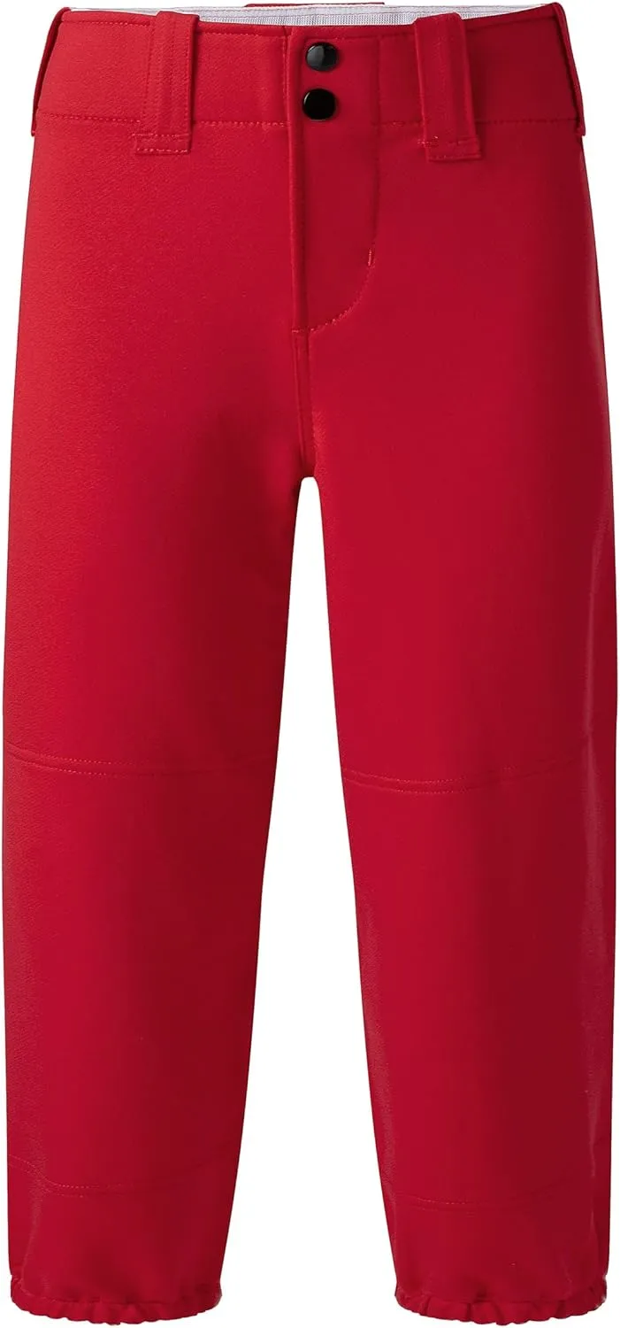 Willit Girls' Softball Pants Kids' Youth Baseball Pant Belted Low Rise Fastpitch Pants with Pockets