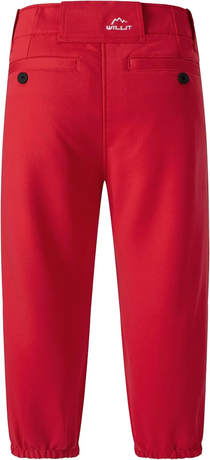 Willit Girls' Softball Pants Kids' Youth Baseball Pant Belted Low Rise Fastpitch Pants with Pockets