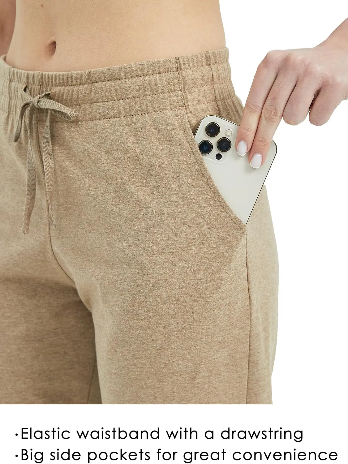 Willit Women's Cotton Sweatpants Open Bottom Yoga Sports Pants Straight Leg Lounge Athletic Pants with Pockets
