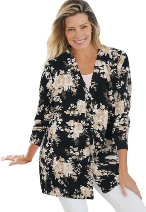 Woman Within Plus Size Perfect Longer-Length Cotton Cardigan