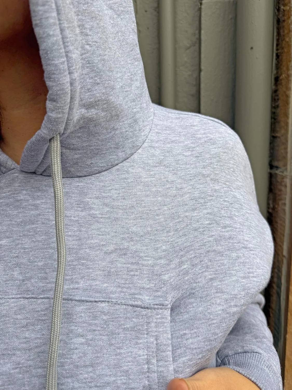Women 2 Piece Outfits Lounge Set Cotton Fleece Sweatsuit Crop Hoodie & Jogger Pants Drawstring Long Sleeve Pocket Casual