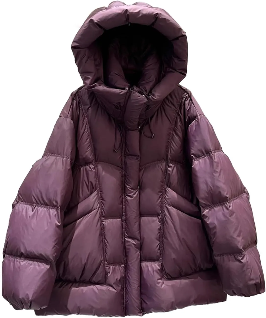 Women Cotton Padded Coat For Winter Casual Hooded Long Sleeves Pockets Mid Length Jacket