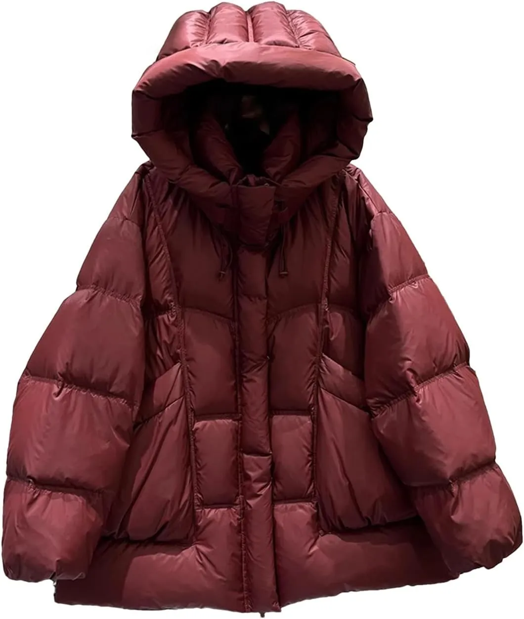 Women Cotton Padded Coat For Winter Casual Hooded Long Sleeves Pockets Mid Length Jacket