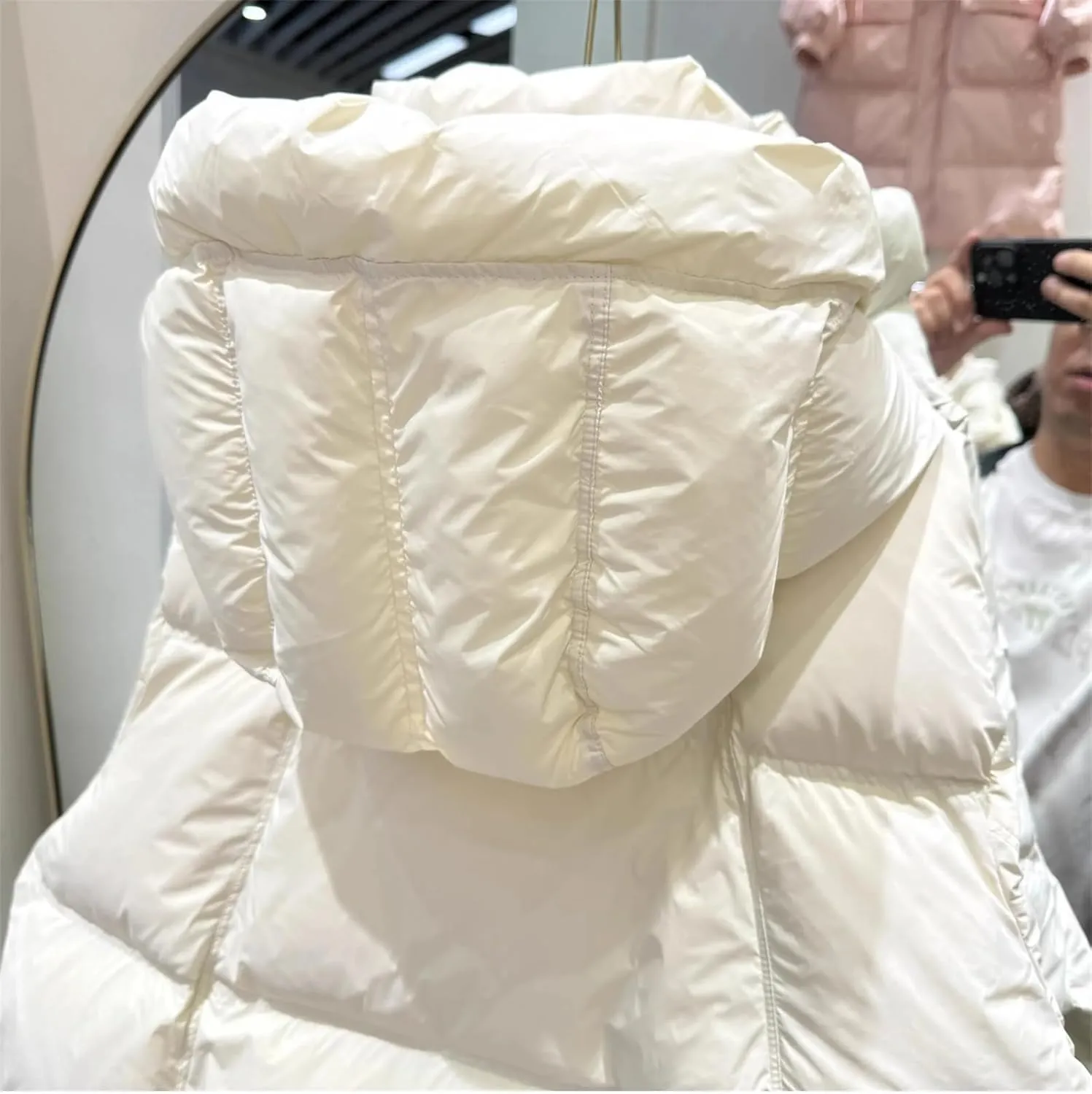 Women Cotton Padded Coat For Winter Casual Hooded Long Sleeves Pockets Mid Length Jacket