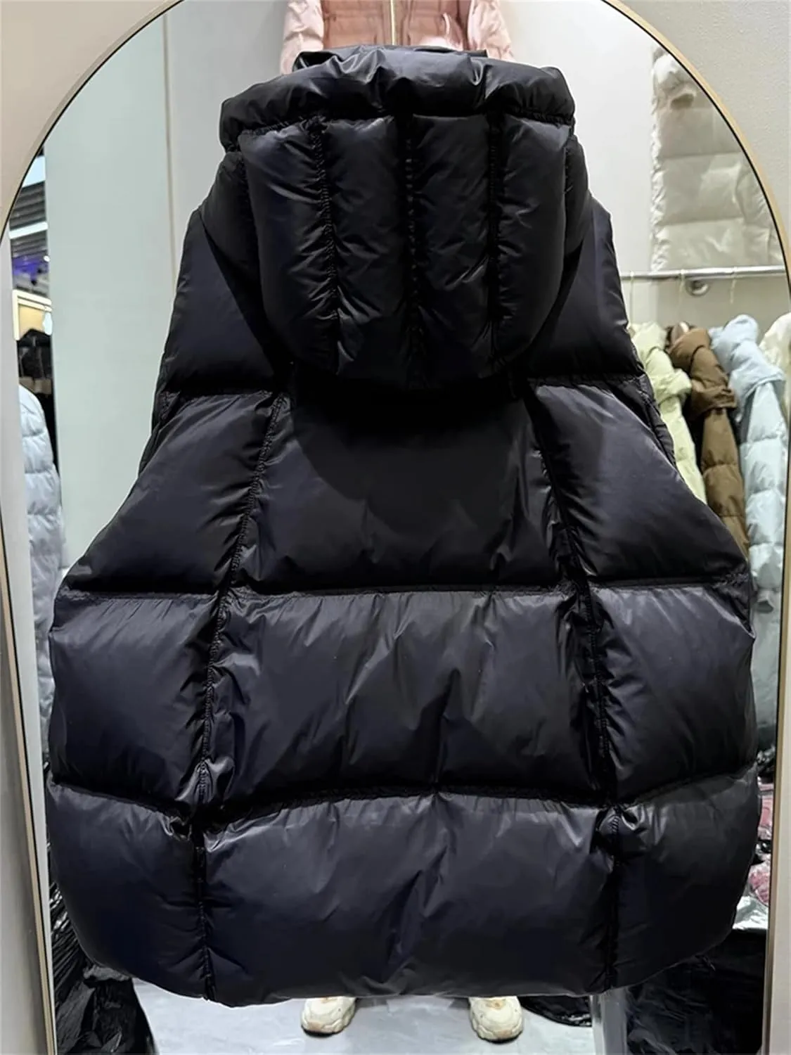 Women Cotton Padded Coat For Winter Casual Hooded Long Sleeves Pockets Mid Length Jacket