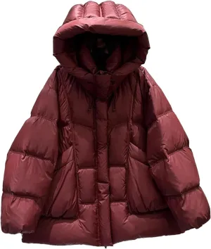 Women Cotton Padded Coat For Winter Casual Hooded Long Sleeves Pockets Mid Length Jacket