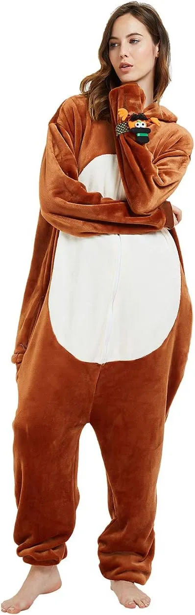 Women Deer Costume Adult Reindeer Onesie Onepiece Pajama