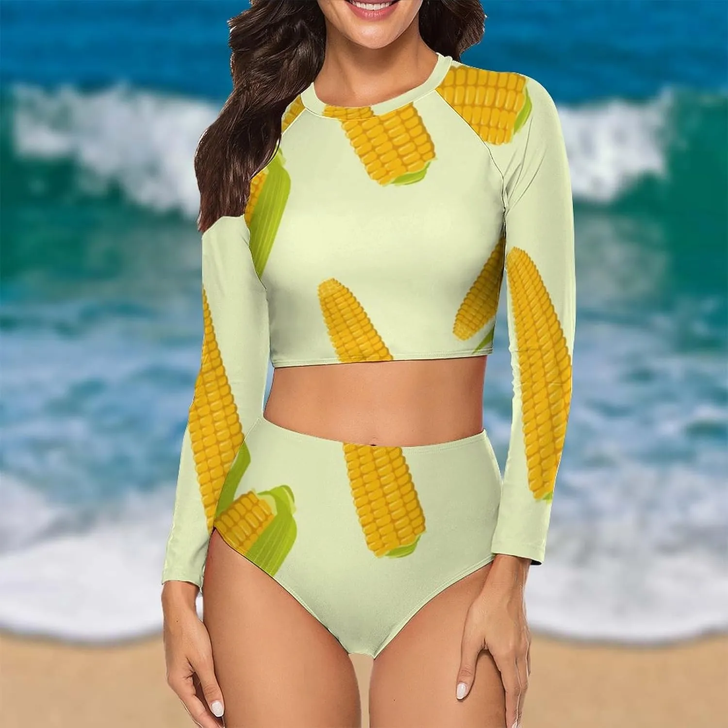Women Long Sleeve Rash Guard Sun Protection Swim Shirts and Bottom Tankini