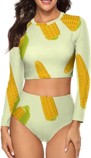 Women Long Sleeve Rash Guard Sun Protection Swim Shirts and Bottom Tankini