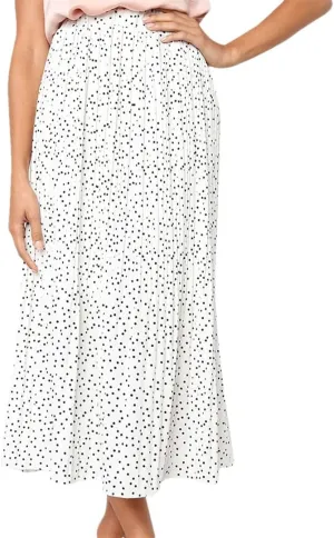 Women Pleated Skirt Ruffled A Line Ladies Long Skirt High Waist Skirts with Pockets