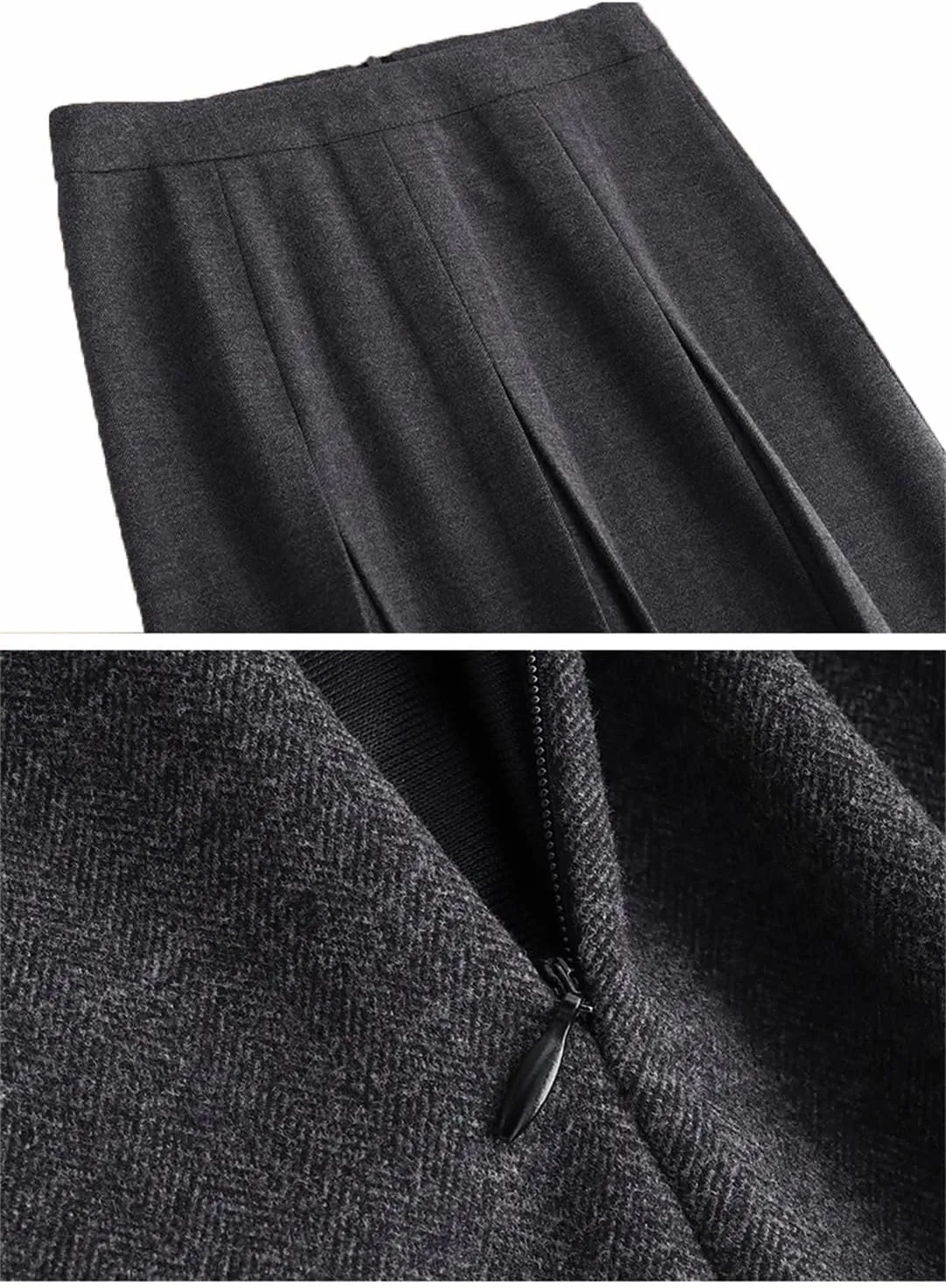 Women Skirt High Waisted A-Line Midi Skirt Folds Pleated Skirt