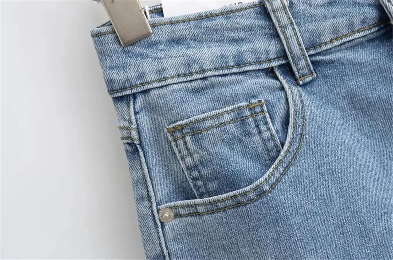 Women Summer Midi Denim Skirts Vintage High Waisted Sexy Side Slits Straight Jeans Skirt