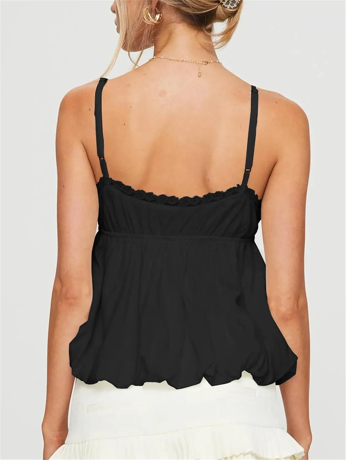 Women Y2K Floral Babydoll Tank Top Cute Spaghetti Strap Bow Tie Crop Camisole Fairycore Night Out Rave Ruffle Outfit