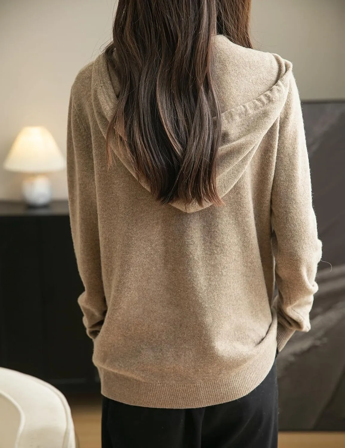 Women's 100% Merino Wool Zip Up Hoodies 2025 Fall Winter Warm Long Sleeve Knit Sweatshirt Cardigan with Pocket