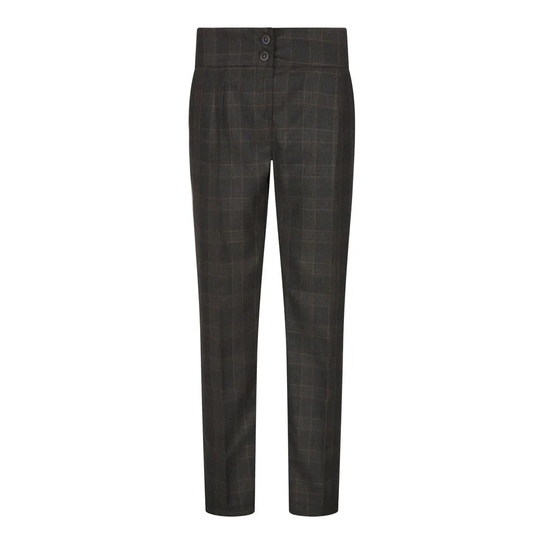 Womens 3 Piece Suit Dark Grey Check Vintage Formal Smart Office Work Slim Fit