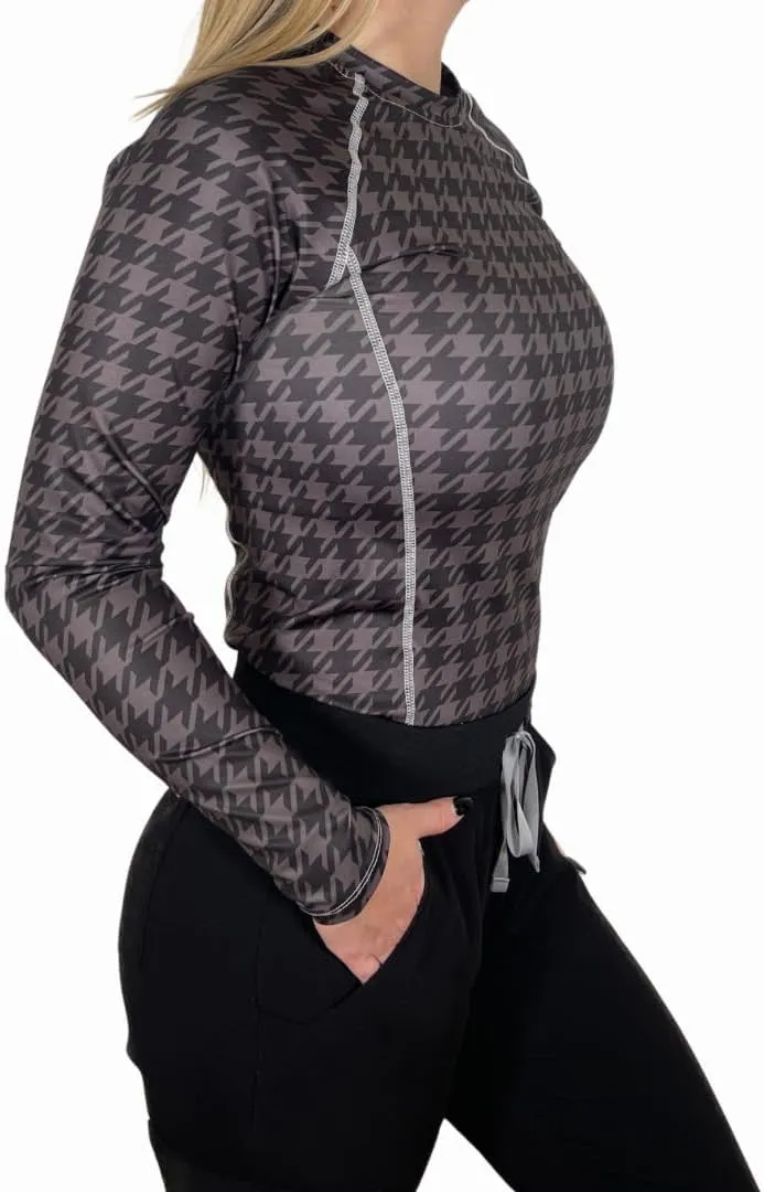 Womens Athletic Underscrub Top  Long Sleeve, Base layer, Multicolor Designs, Breathable, Stretch Fabric.