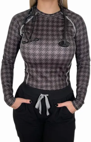 Womens Athletic Underscrub Top  Long Sleeve, Base layer, Multicolor Designs, Breathable, Stretch Fabric.