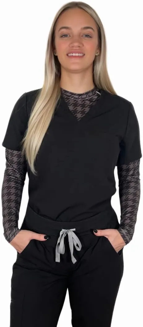 Womens Athletic Underscrub Top  Long Sleeve, Base layer, Multicolor Designs, Breathable, Stretch Fabric.