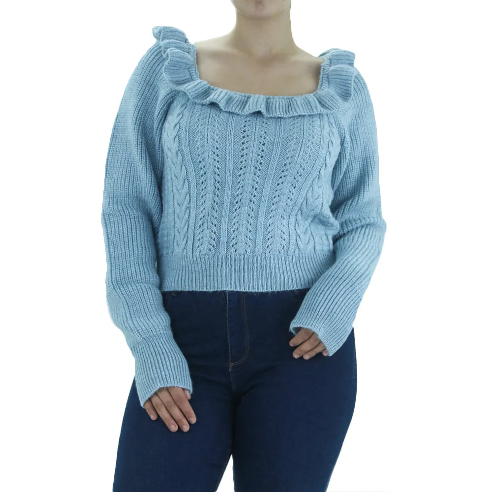 Women's Cable Knit Sweater,Blue