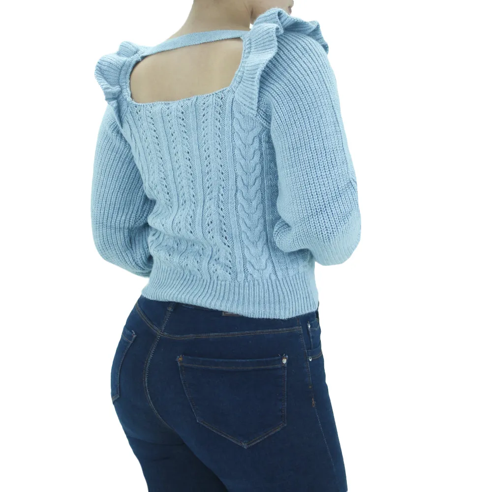 Women's Cable Knit Sweater,Blue