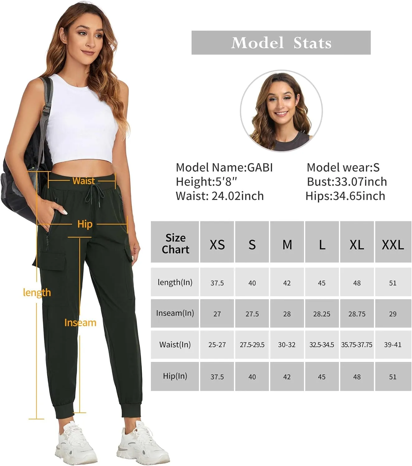 Womens Cargo Pants with Pocket Quick Dry Workout Athletic Joggers Drawstring Travel Casual Outdoor Camping Hiking Pants