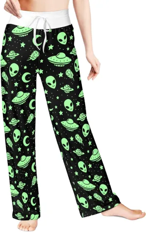 Women's Comfy Pajama Pants Casual Lounge Pant Wide Leg Palazzo Stretch Drawstring Bottoms