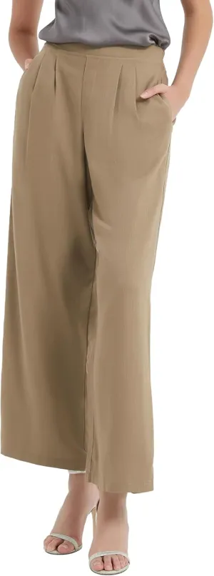 Womens Cotton Linen Wide Leg Pants Summer Flowy Beach Casual Loose Trousers with Pockets