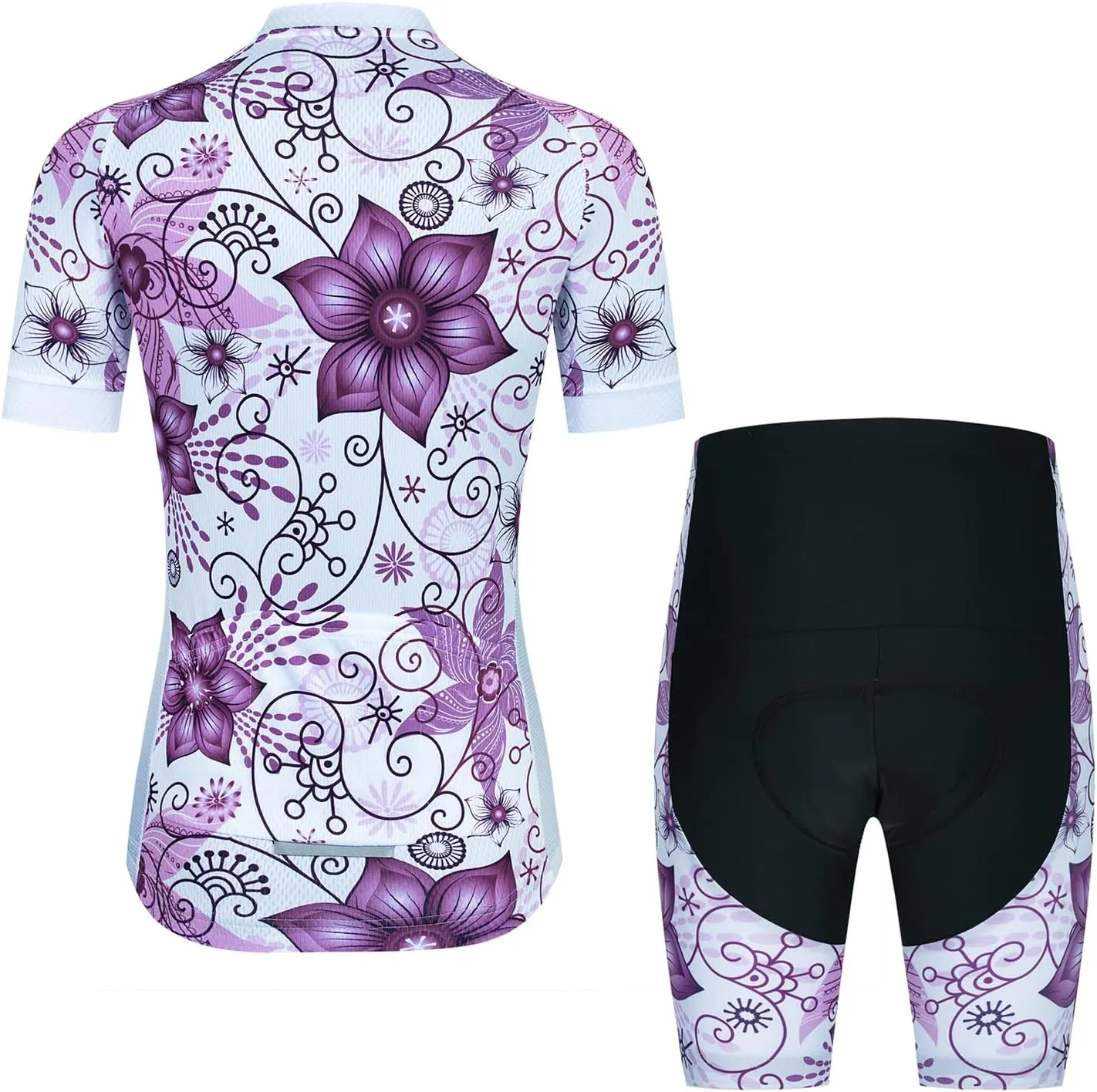 Women's Cycling Jersey Set Short Sleeve with 5D Padded Bike Shorts Breathable Shirt 3-Pockets