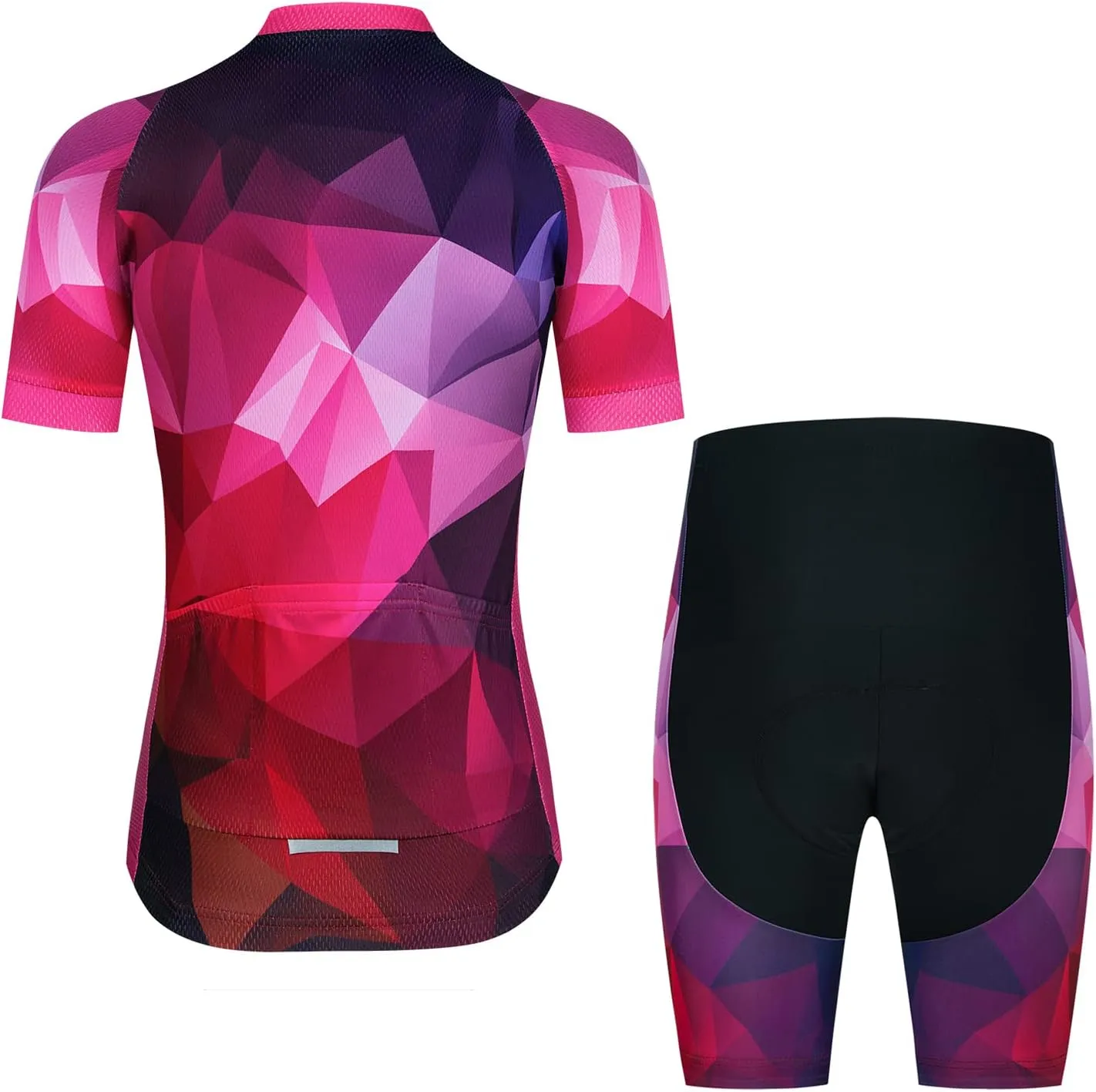 Women's Cycling Jersey Set Short Sleeve with 5D Padded Bike Shorts Breathable Shirt 3-Pockets