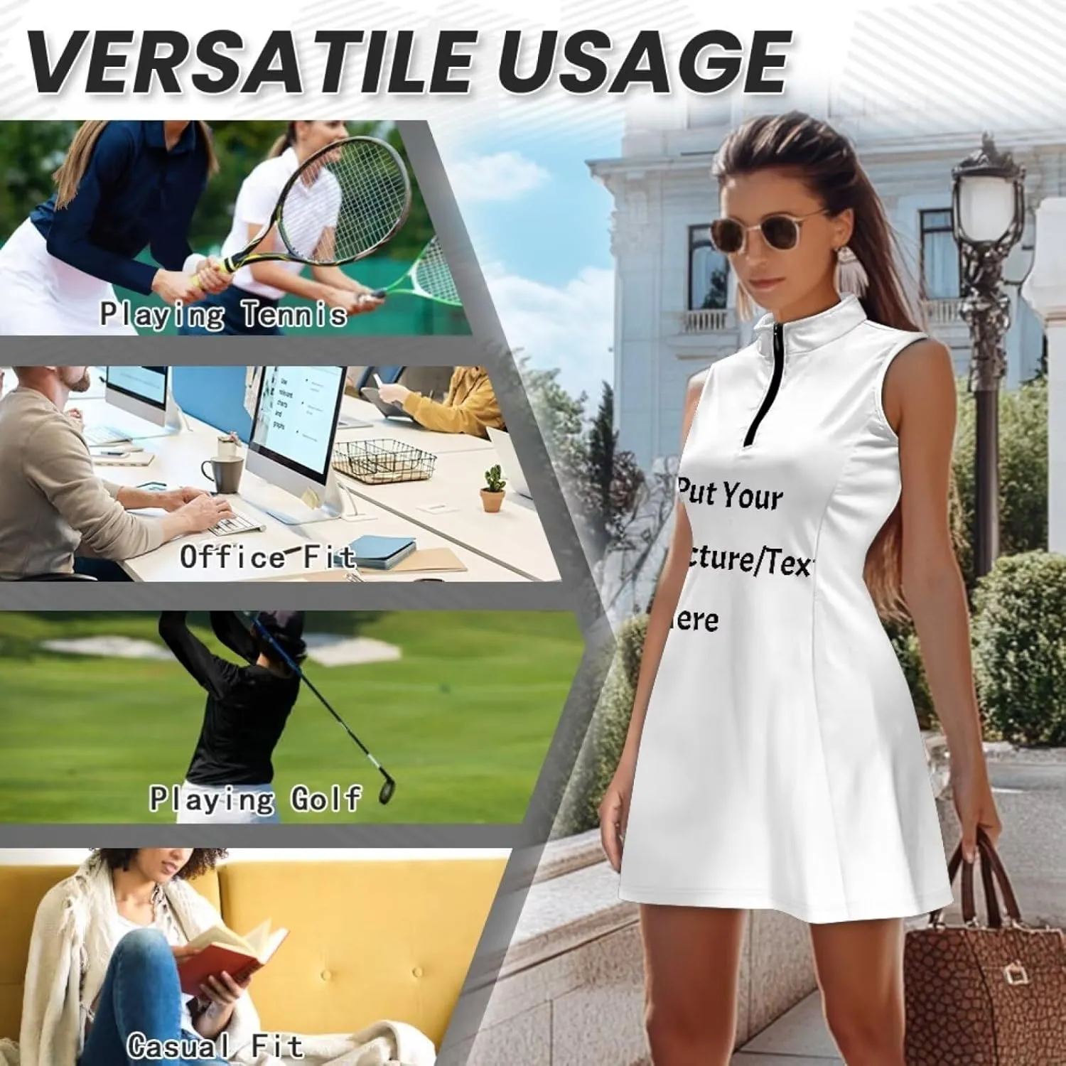 Women's Golf Shirt Shorts Set Sleeveless Half Zipper Collared Quick Dry Athletic Tennis Top Shirts for Women