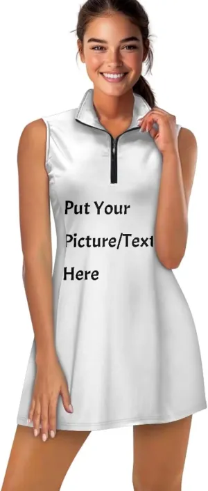 Women's Golf Shirt Shorts Set Sleeveless Half Zipper Collared Quick Dry Athletic Tennis Top Shirts for Women
