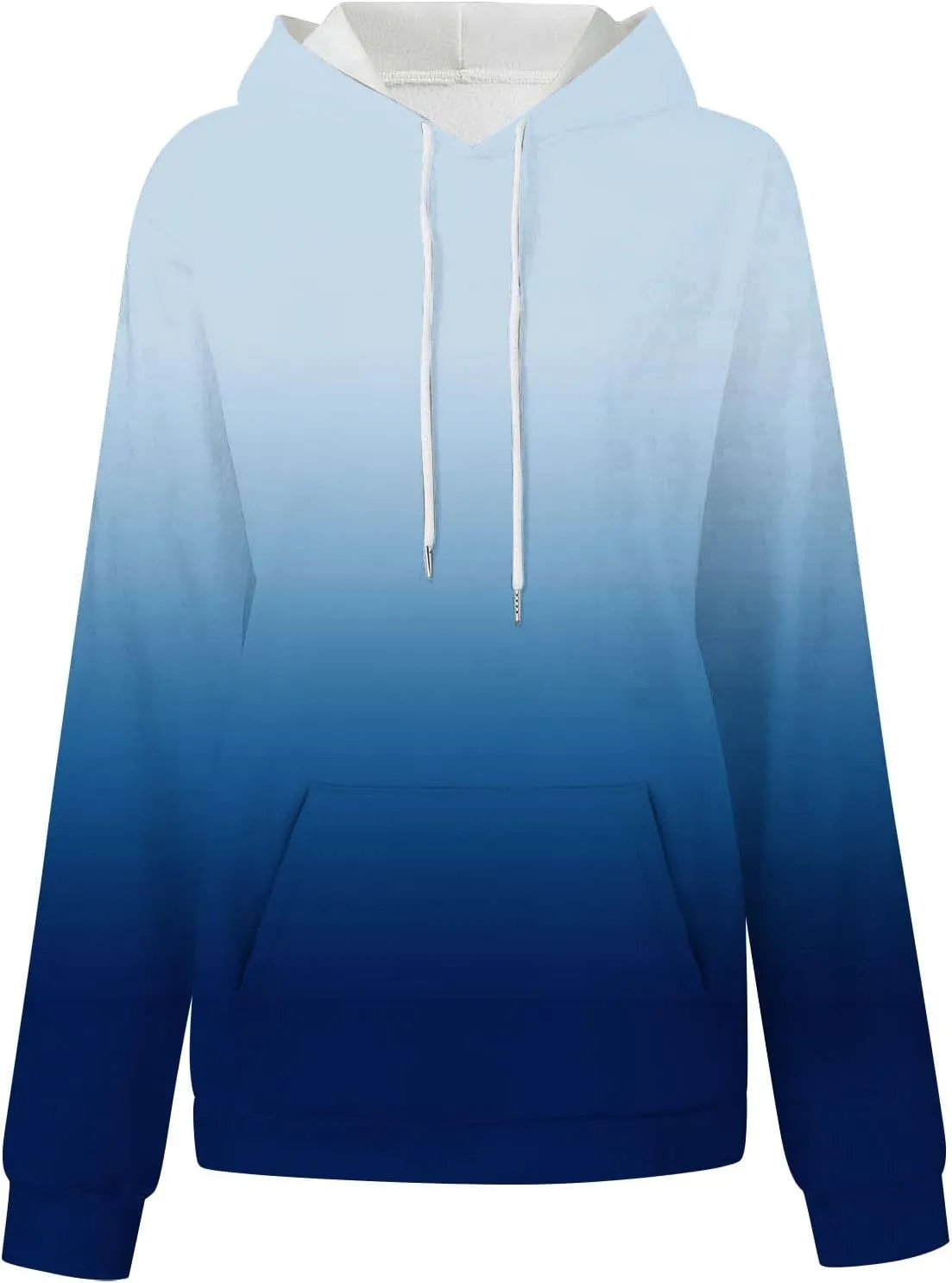 Women's Hoodies Oversized Gradient Long Sleeve Casual Sweatshirts Plus Size Drawstring Large Pocket Pullover Tops