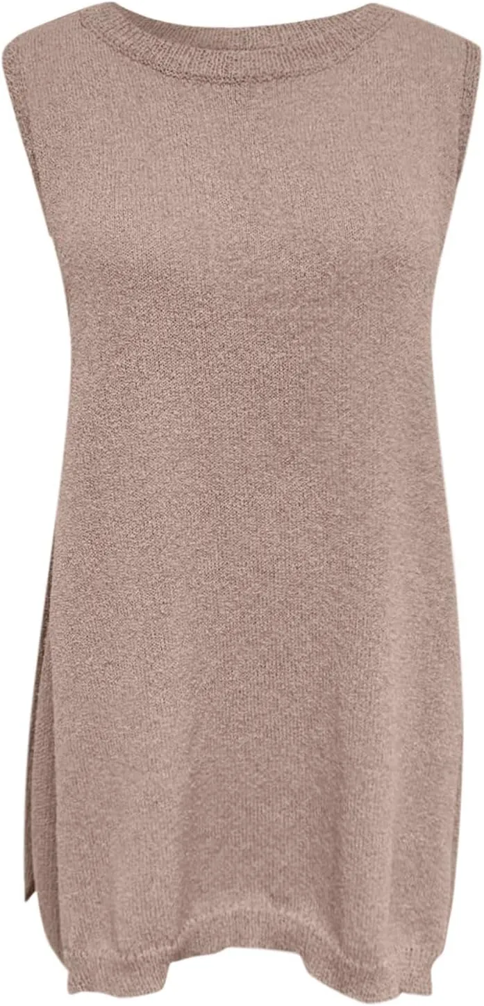 Womens Knit Pajamas Sets 2 Piece Outfits Casual Sleeveless Sweater Tank Top Shorts Loungewear Lounge Sets