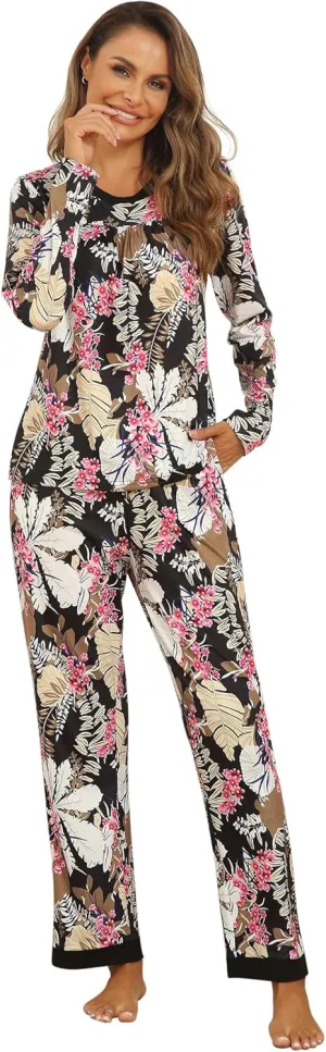 Women's Pajama Sets Lace Square Neck Shirt and Capri Pants Casual Sleepwear Loungewear With Pockets