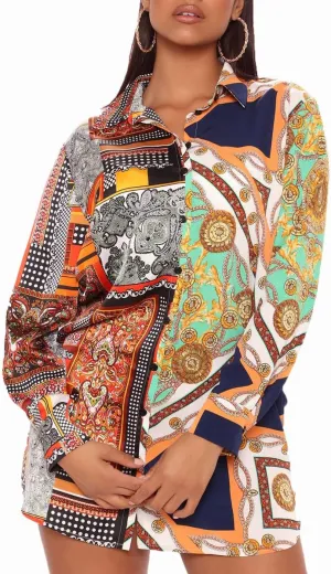 Women's Shirt Dresses Button Down Colorful Blouses Long Sleeve Floral Print Tops Loose Collar Sexy T-Shirts