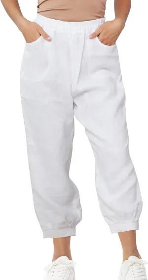 Womens Summer Pants Loose Cotton Linen Wide Leg Pant High Wiast Beach Travel Vacation Lounge Trousers with Pockets